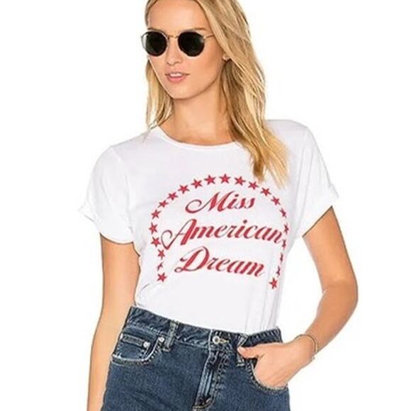 Wildfox NWT Miss American Dream Graphic Short Sleeve Oversized T-Shirt Small - Picture 1 of 9